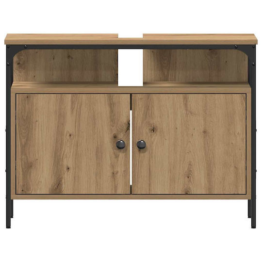 vidaXL Blat cu Lavoar, Oglindă & Coloană L80xW30xH60cm Chestnut