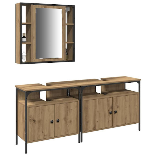 vidaXL Blat cu Lavoar, Oglindă & Coloană L80xW30xH60cm Chestnut