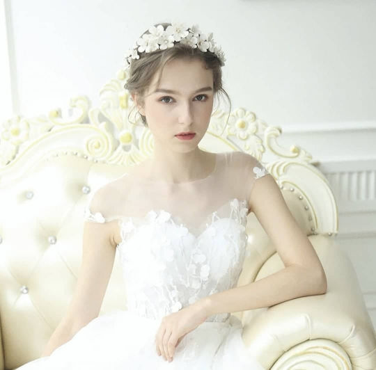 ''marina'' Handmade Leather Floral Bridal Crown