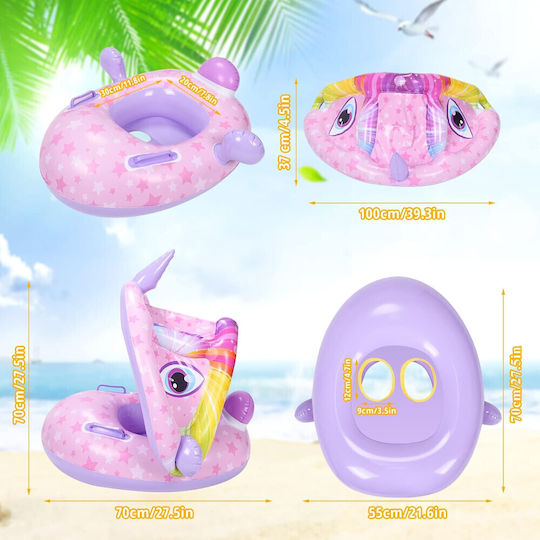 Kids' Swim Ring Unicorn Purple-Pink Shade 70cm 4epx99