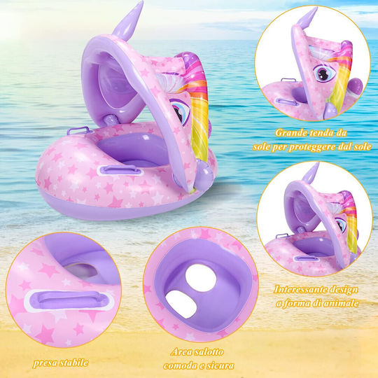 Kids' Swim Ring Unicorn Purple-Pink Shade 70cm 4epx99