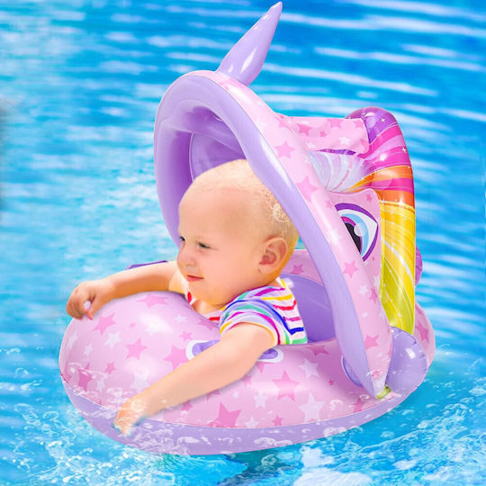 Kids' Swim Ring Unicorn Purple-Pink Shade 70cm 4epx99