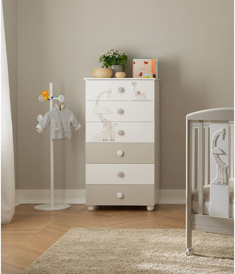 Savana Βρεφική Συρταριέρα με 6 Συρτάρια Bianco/Tortora 69x48x126cm Savana Βρεφική Συρταριέρα με 6 Συρτάρια Bianco/Tortora 69x48x126cm