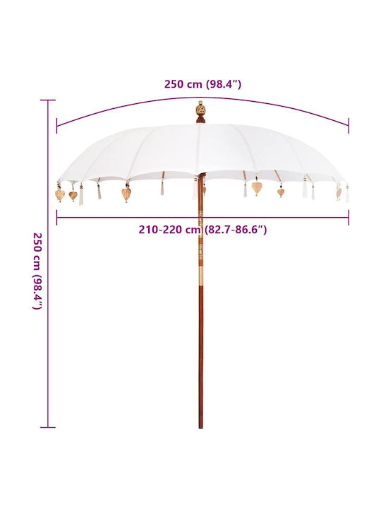 Runder Holz-Garten- und Terrassen-Sonnenschirm Beige F2.5xY2.49m