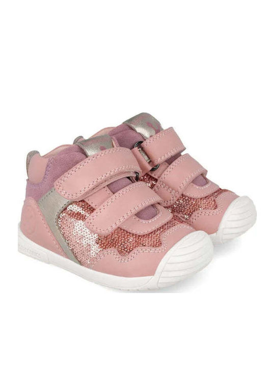 Παιδικά Sneakers High Ανατομικά με Σκρατς Ροζ