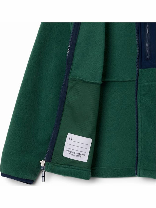 Kids Cardigan Fleece Rain Forest/collegiate Navy Fast Trek