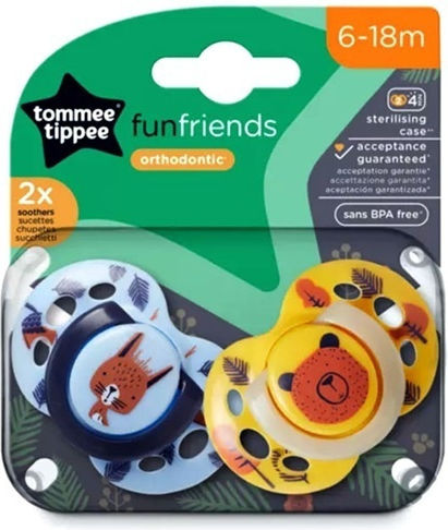 Tommee Tippee Ορθοδοντικές Πιπίλες Σιλικόνης Fun Style για 6-18 μηνών 2τμχ