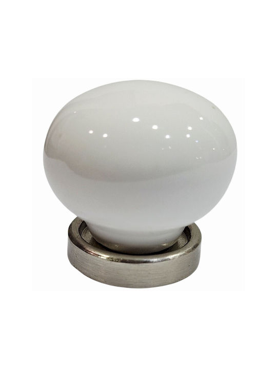 Premier Antique Knob Furniture made of Porcelain & Metallic & Zamak Nickel-matt 31mm (Center Distance 31mm) 12000-000-ARG1 1pcs