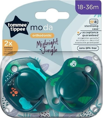 Tommee Tippee Moda Πιπίλες Σιλικόνης Jungle Green για 18-36 μηνών 2τμχ