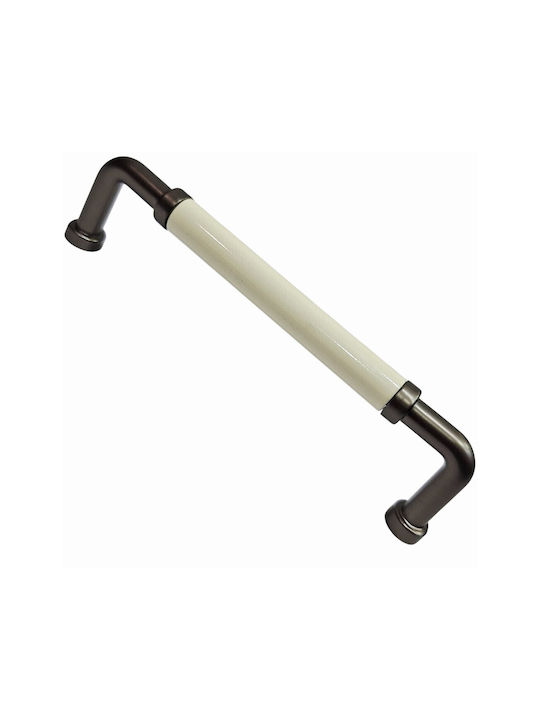 Premier Handle Furniture made of Porcelain & Zamak & Metallic Black 142mm (Center Distance 128mm) 11994-128-BRZ1 1pcs