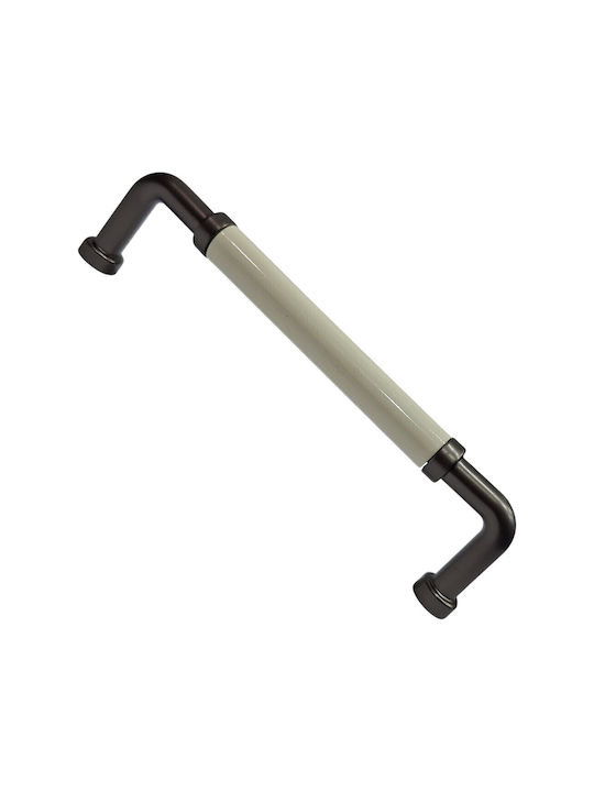 Premier Handle Furniture made of Porcelain & Zamak & Metallic Black 142mm (Center Distance 128mm) 11994-128-BRZ1 1pcs