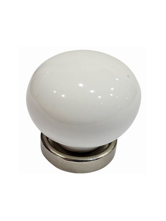 Premier Antique Knob Furniture made of Porcelain & Metallic & Zamak Nickel-matt 31mm (Center Distance 31mm) 12000-000-ARG1 1pcs