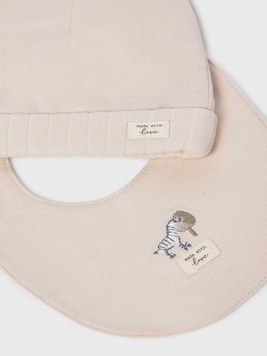 Mayoral Baby Bodysuit Set Long-Sleeved with Cap Beige 3pcs