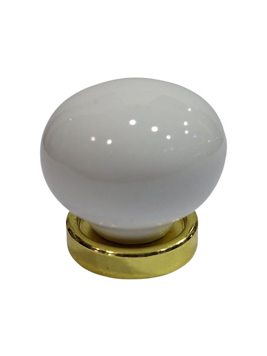 Premier Antique Knob Furniture made of Porcelain & Metallic & Zamak Gold-matte 31mm (Center Distance 31mm) 12001-000-ARG1 1pcs