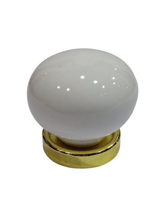Premier Antique Knob Furniture made of Porcelain & Metallic & Zamak Gold-matte 31mm (Center Distance 31mm) 12001-000-ARG1 1pcs