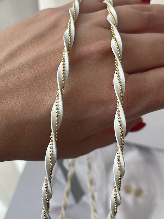 Harper Wedding Crowns Silver Plated The Base of the Crowns Is White Enamel They Are Woven Double Gold-Plated Chain