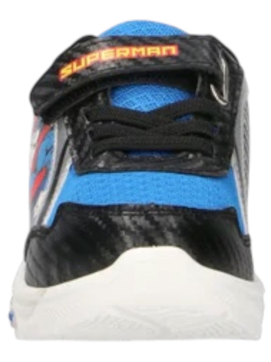 Παιδικά Sneakers Ανατομικά με Σκρατς & Φωτάκια Μαύρα