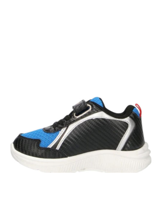 Παιδικά Sneakers Ανατομικά με Σκρατς & Φωτάκια Μαύρα