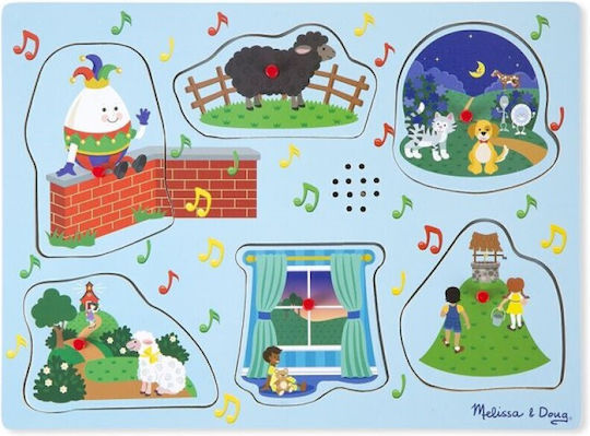 Дървено Детски Пъзел с Шипове Nursery Rhymes 2 Sound 6бр Melissa & Doug