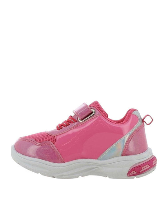 Barbie Παιδικά Sneakers Ανατομικά με Σκρατς & Φωτάκια Φούξια