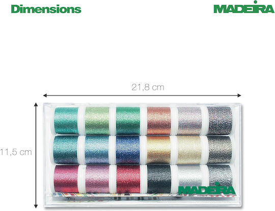 Set 18 Metallic Sparkling Embroidery Threads No.40 Madeira 8020