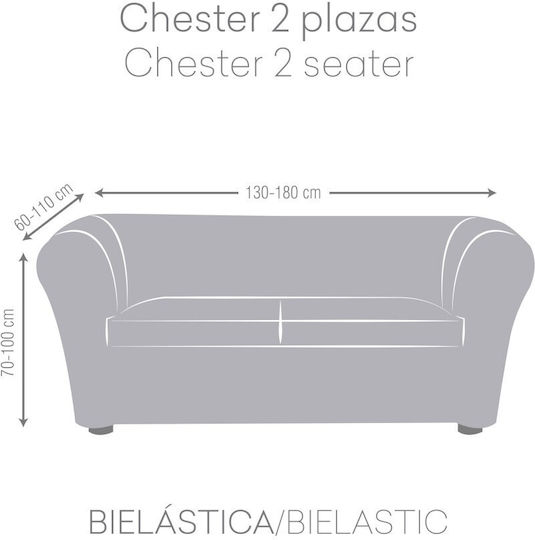 Eysa Premium Roc Elastische Abdeckung für Zweisitziges Sofa C/6 Gray 1Stück F729176C