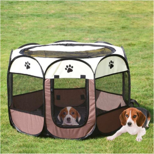 Stoff Hundetor Park 114x114x58cm Braun