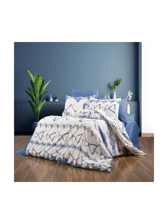 Μαξιλαροθήκη με Φάσα White-blue 50x70εκ.