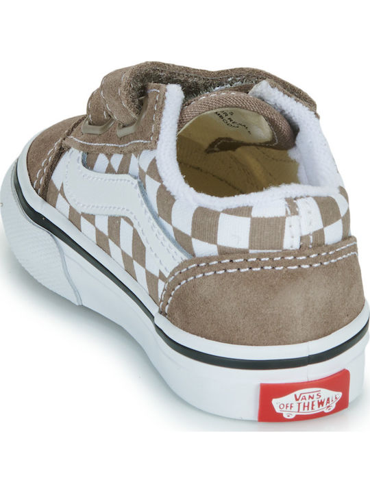 Old Skool Kids Sneakers With Hoop & Loop Closure Brown