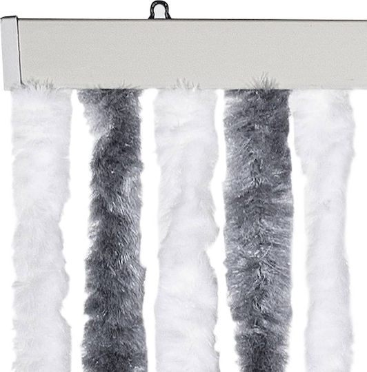 vidaXL Κουρτίνα Πόρτας από Ύφασμα Γκρι-Λευκό 90x200cm 315124