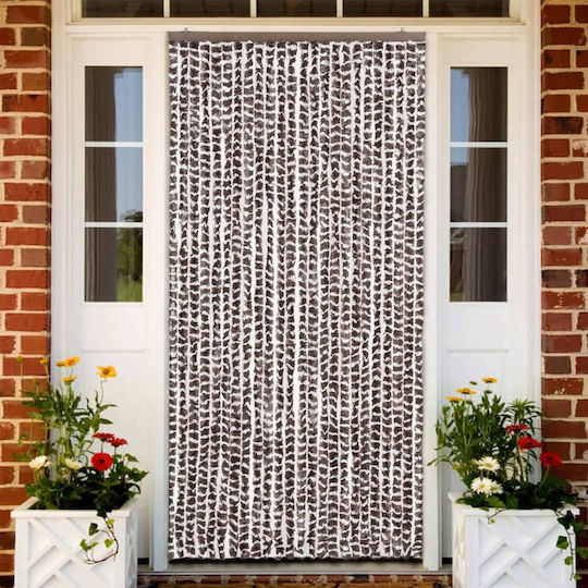 vidaXL Fabric Door Curtain Brown-White 100x220cm 325453