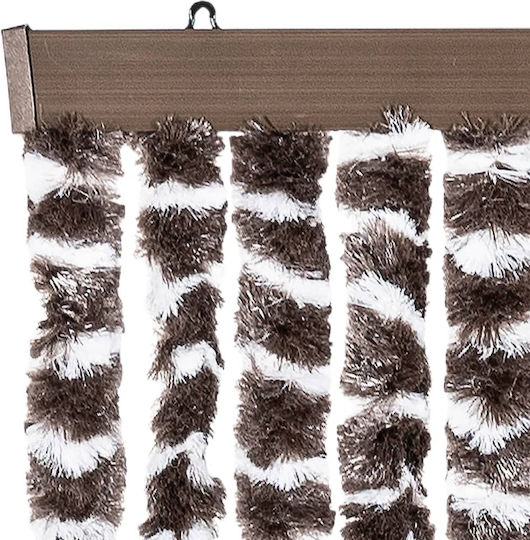vidaXL Fabric Door Curtain Brown-White 100x220cm 325453