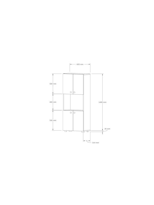 Στήλη Κουζίνας Καφέ 60x31.4x140εκ.