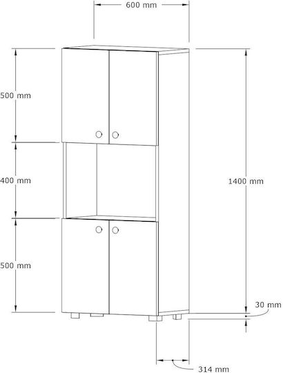 Coloană de Bucătărie Maro 60x31.4x140buc