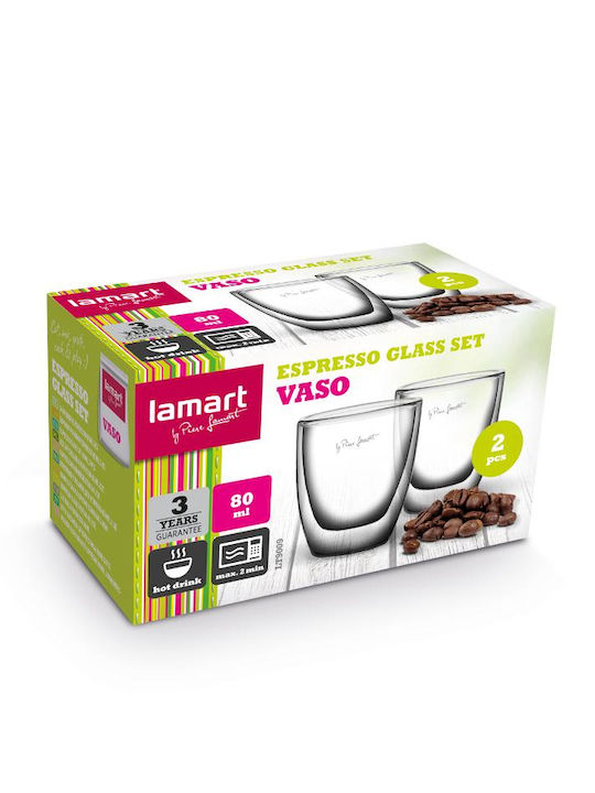 Lamart Σετ Φλιτζάνια Espresso Γυάλινα Διάφανα 80ml 2τμχ