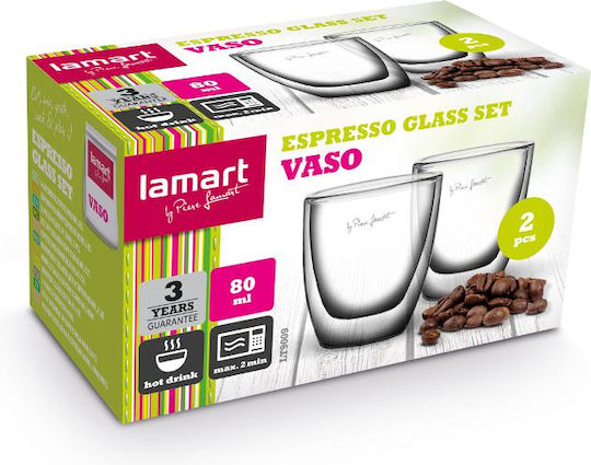 Lamart Set Tassen Espresso Glas Transparent 80ml 2Stück