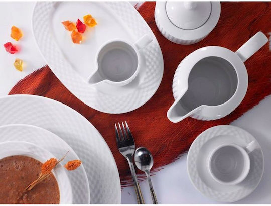 Cryspo Trio Polo Set Căni Ceai Din porțelan Albe 230ml 6buc