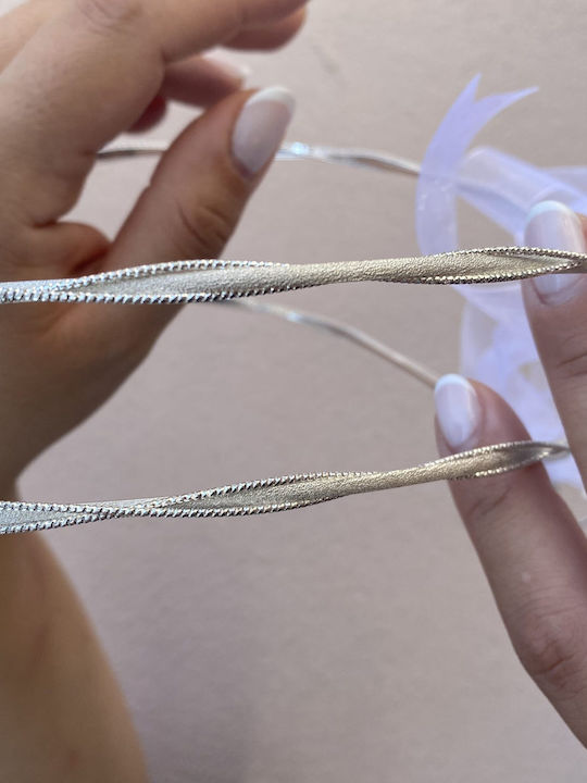 Mara Handmade Wedding Crowns Matte Silver Sparkling Silver Decoration