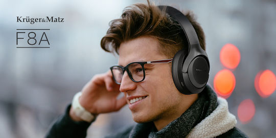 Kruger & Matz F8A Ασύρματα / Ενσύρματα Over Ear Ακουστικά Μπεζ