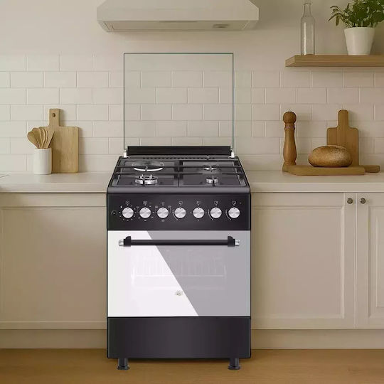 Calfer Gas Aragaz 64lt cu Plite pe Gaz Lichefiat & Electricitate L60cm. Black
