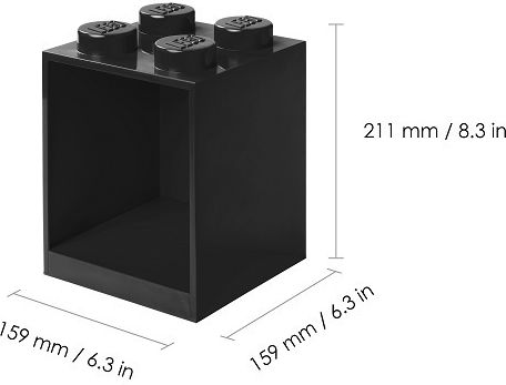 Kids Shelf Box Wall Landscape 4 Studs Floor Black 16x16x21cm
