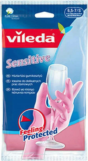 Vileda Oven Gloves Sensitive Plastic Small 107061 Pink 1pcs