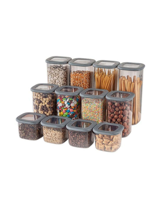 Hermia Set of 12 General Use Vases with Airtight Lid Plastic Transparent 10x10cm 12 Pieces