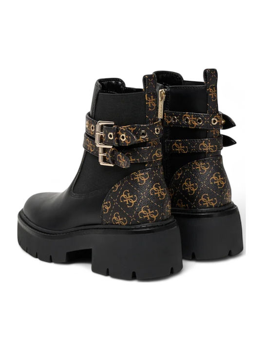 Leder Stiefeletten Damen Schwarz
