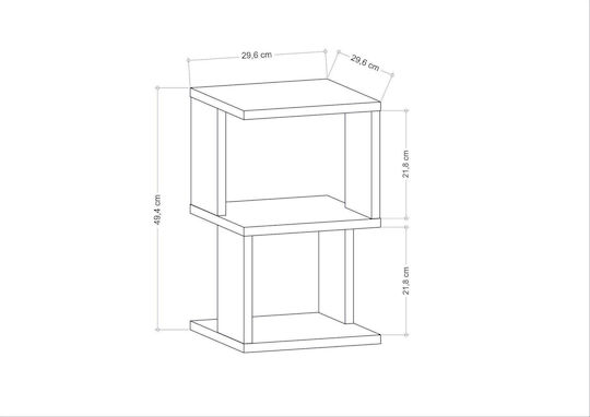 Noptieră Carter Alb 29.6x29.6x49.4cm