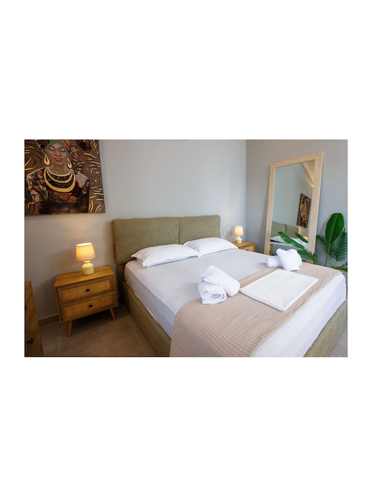 Ammos Bedside Table Wooden Natural Rattan 50x39x54.8cm