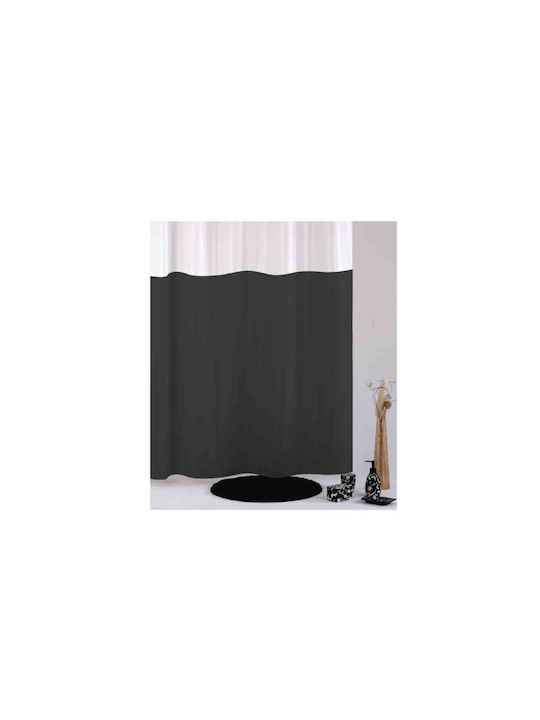 Import Hellas Dobblo Shower Curtain Fabric with Hooks 240x200cm Grey-White 4674