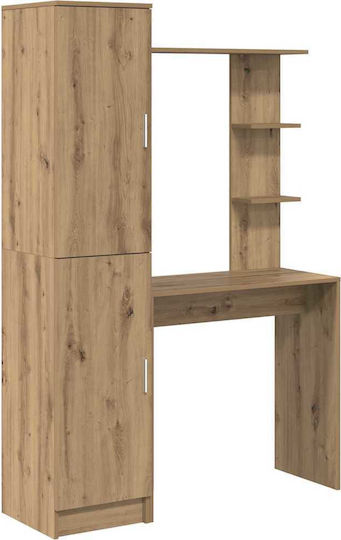 Kids Desk with Library made of Melamine Brown 78.5x37x154.5cm