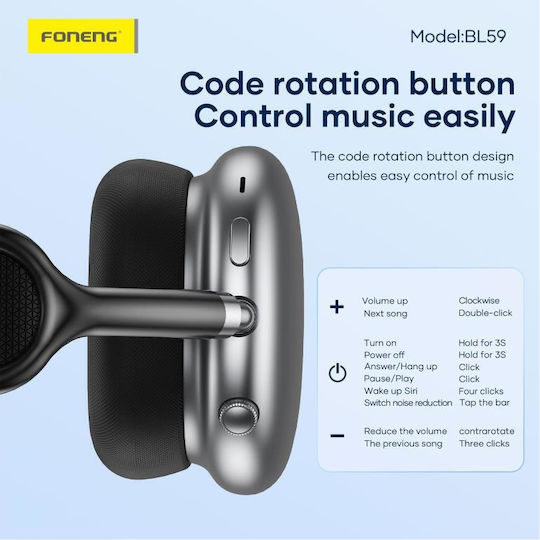 Foneng Fără fir Bluetooth Over Ear Căști cu 36 ore de Funcționare Negre