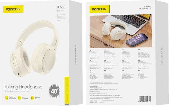 Foneng Fără fir / Cu fir On Ear Căști cu 40 ore de Funcționare Bej